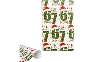 Christmas Gift Wrap 67 Wrapping Papers, Funny 6 7 Meme Birthday Party Xmas Gift Wraps, Santa Gift Wrapping Paper, Festive Gif