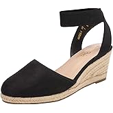 DREAM PAIRS Women's Elastic Ankle Strap Espadrilles Wedge Sandals