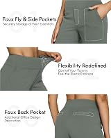 G4Free Yoga Pants with Pockets Wide Leg Trousers Women UK Size XL Grey Sage view 4