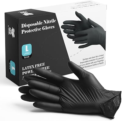 The Real Touch Black Nitrile Gloves Latex Free Powder Free 100 Count