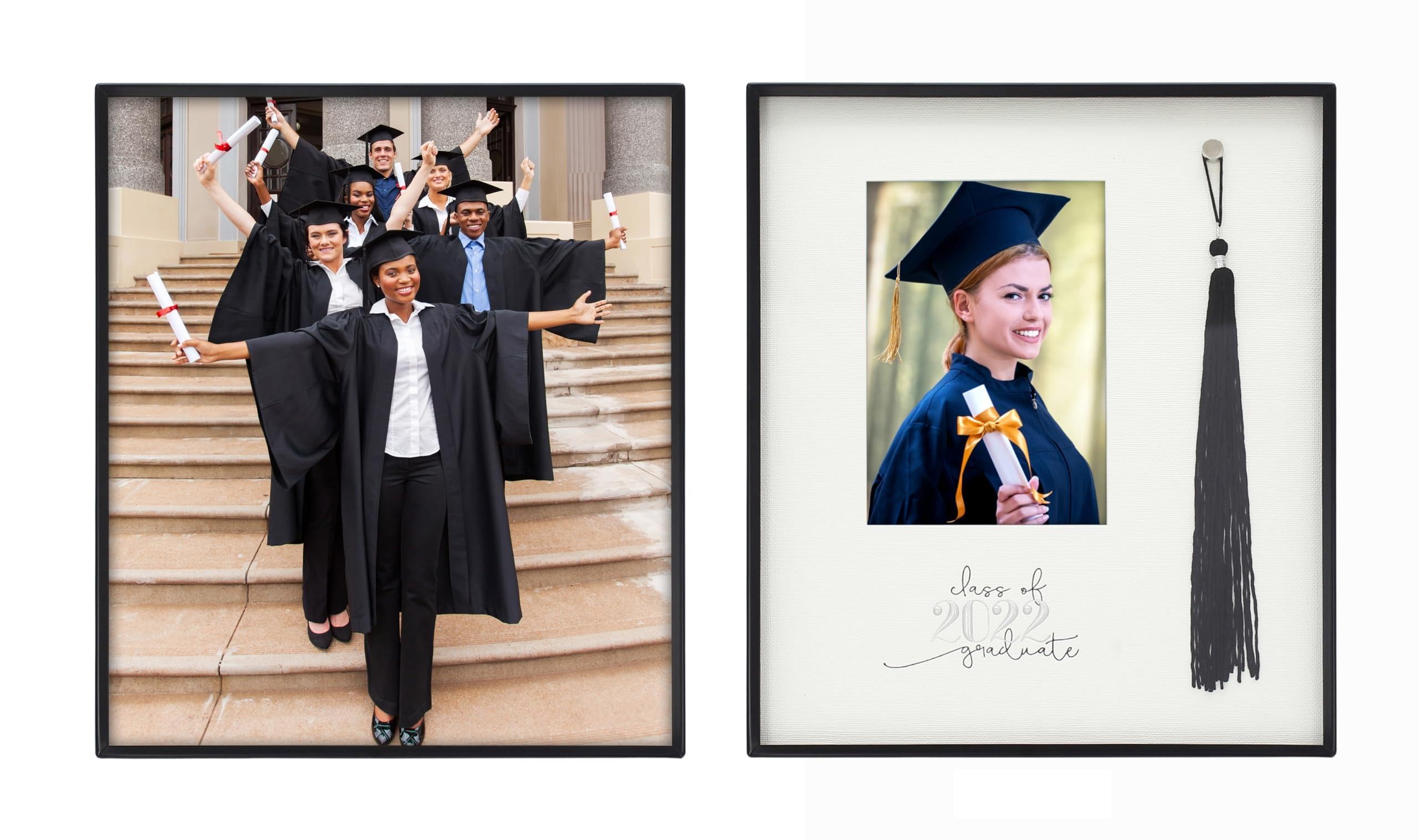 Photo 1 of MIMOSA MOMENTS Class of 2022 Graduation Metal Frame with Tassel Real Tassel Holder, Black Shadow Box Frame for 5x7 Photo Display