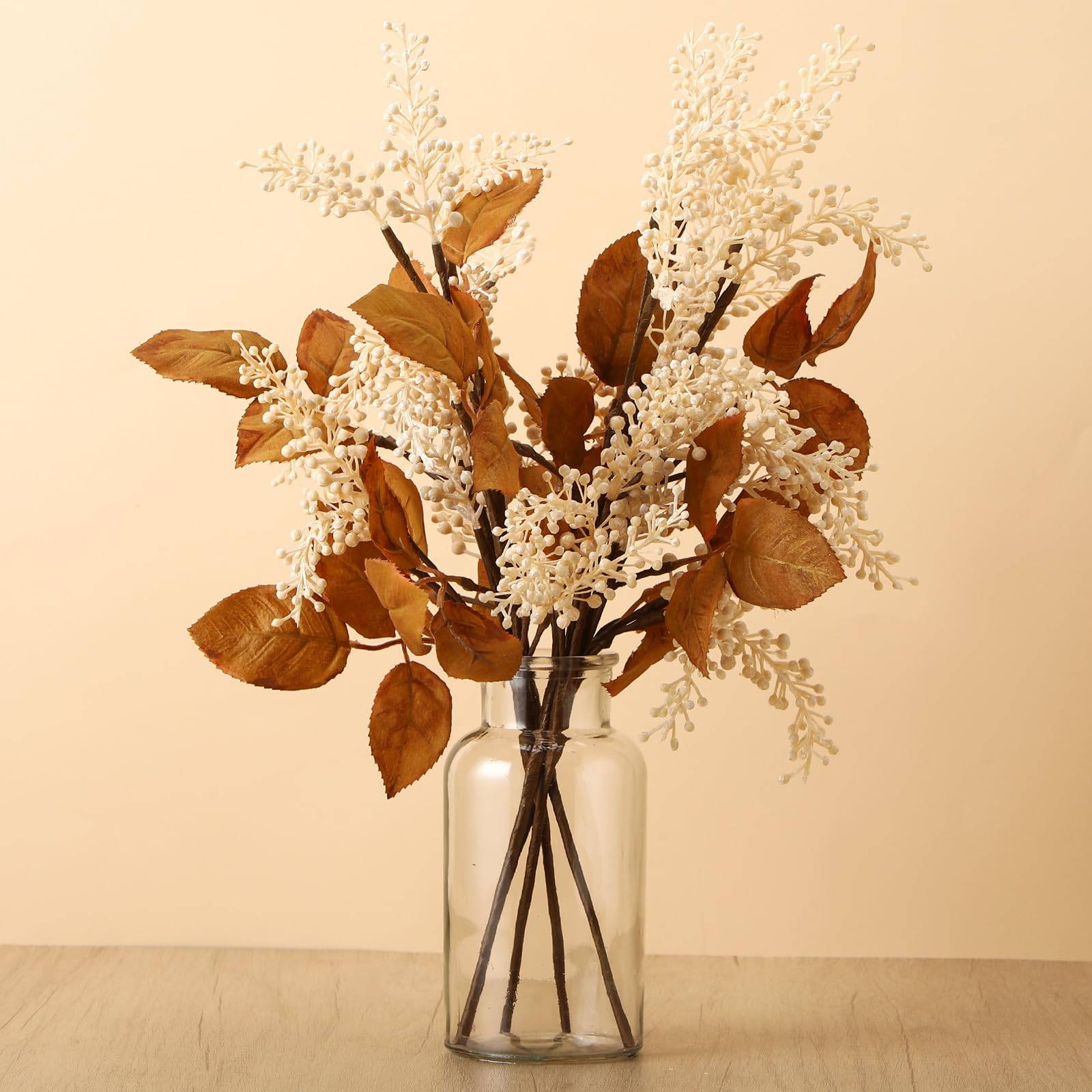 Photo 1 of Thiccywoov 6 Pack Artificial Fall Berry Stems Fall Floral Picks for Floral Arrangements for Autumn Thanksgiving Home Table Centerpiece Decorations