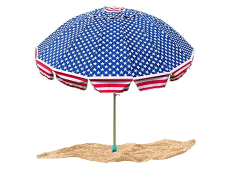 Party with Pride Giant 8 American Flag Beach Umbrella/with UV Protection/Includes Large Sand Anchor/for Sun and Outdoor/Windproof (American Flag)