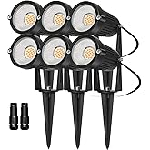 REEGOLD Low Voltage Landscape Lights Outdoor: 7W 700LM LED Landscape Lighting with Connectors for Tree Garden Yard Pathway | 12V 24V Warm White 2700K Spotlights | IP65 Waterproof | 6 Pack