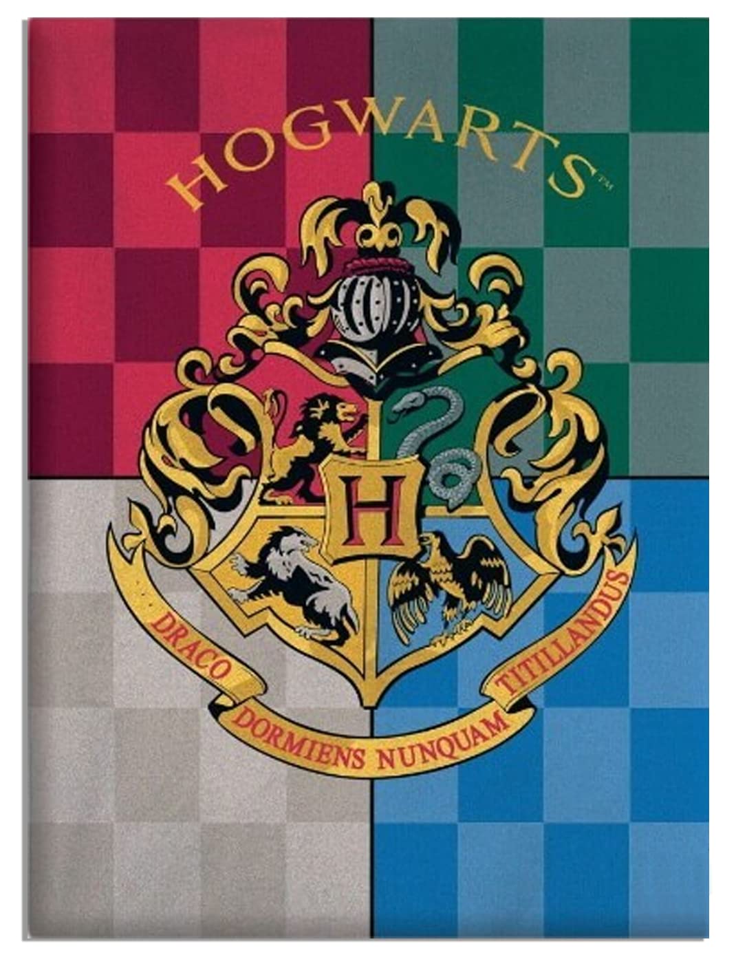Harry Potter Hogwarts Logo Fleece Blanket 100 x 140 cm, Multicoloured