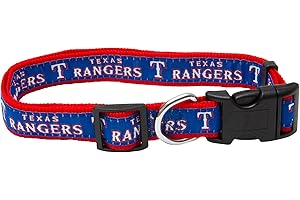 PETS FIRST MLB Texas Rangers Licensed PET COLLAR- Heavy-Duty, Strong, and Durable Dog Collar. Available in 29 Baseball Teams and 4 Sizes