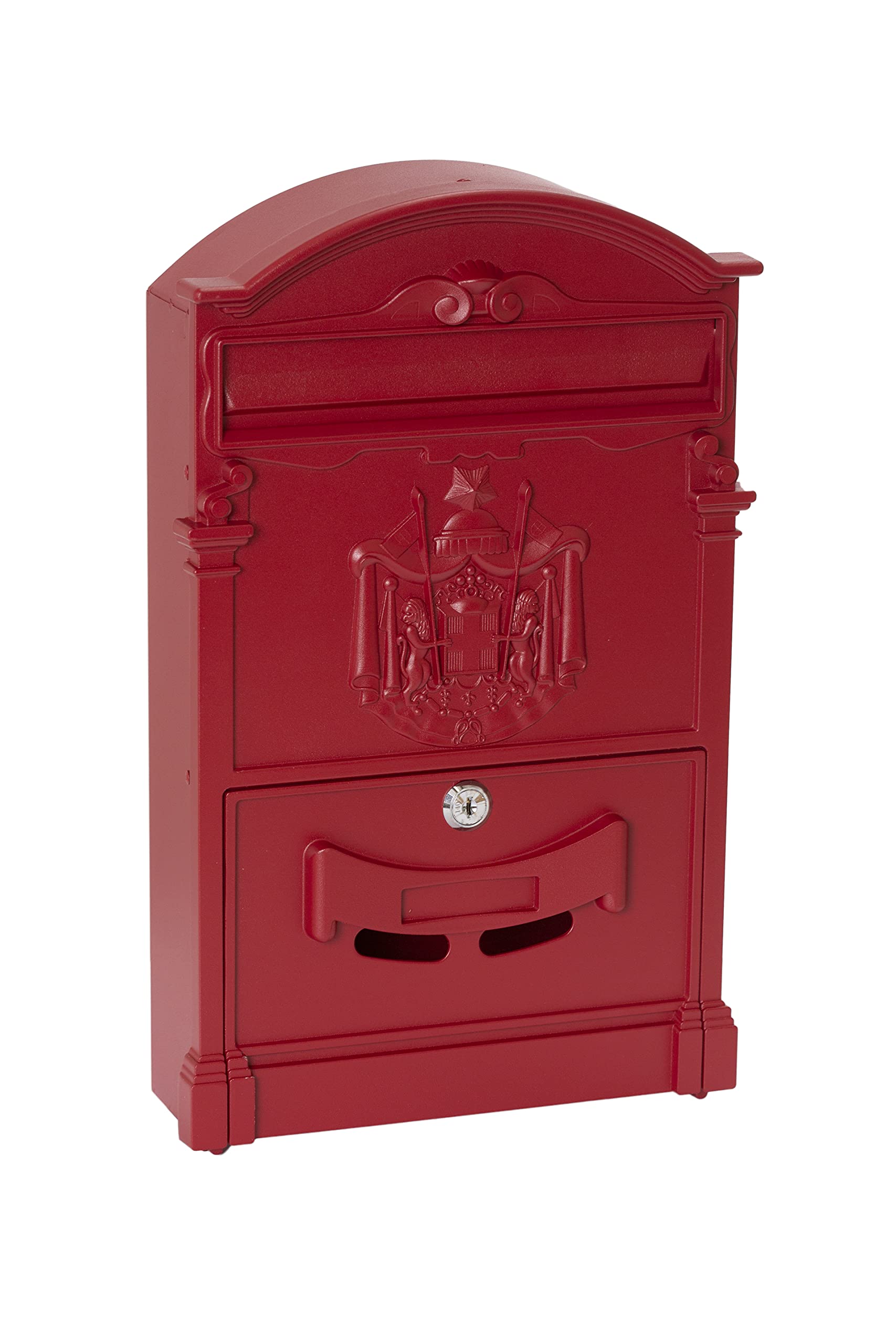 Arregui Residence D-2151/R Classic Style Aluminium Single Letter Box, Size M (DIN A4), Red