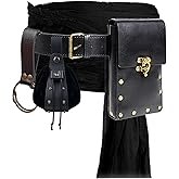 Renaissance Belt Pouch Coin Purse Skirt Hike Set Medieval Festival Costume Halloween Accessories Casual Fanny Pack Waist Bag (4p-black)