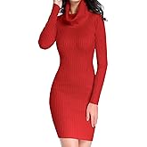 v28 Sweater Dress for Women Ribbed Knit Fitted midi Sexy Fall Winter Bodycon Cowl Neck Dresses