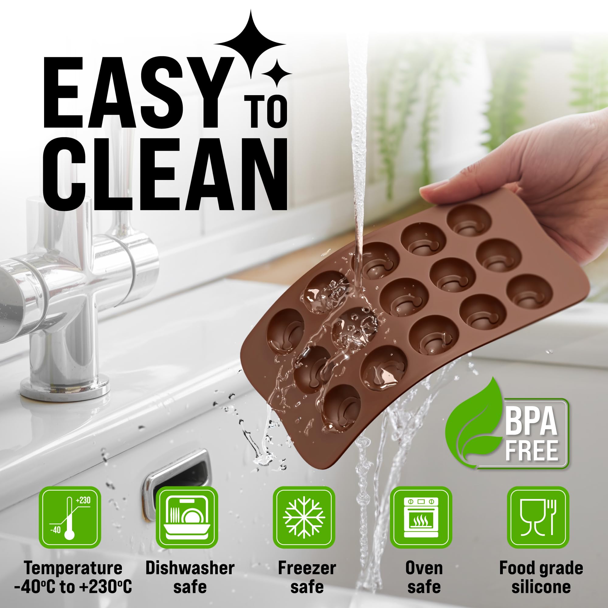 Silicone Molds for Chocolate - Set of 6 - Non-Stick & Food Grade Chocolate Molds Silicone for Jelly Candies, Truffles, Bath Melts & Candles - Candy Mold With Free Recipes eBook - Dishwasher Safe