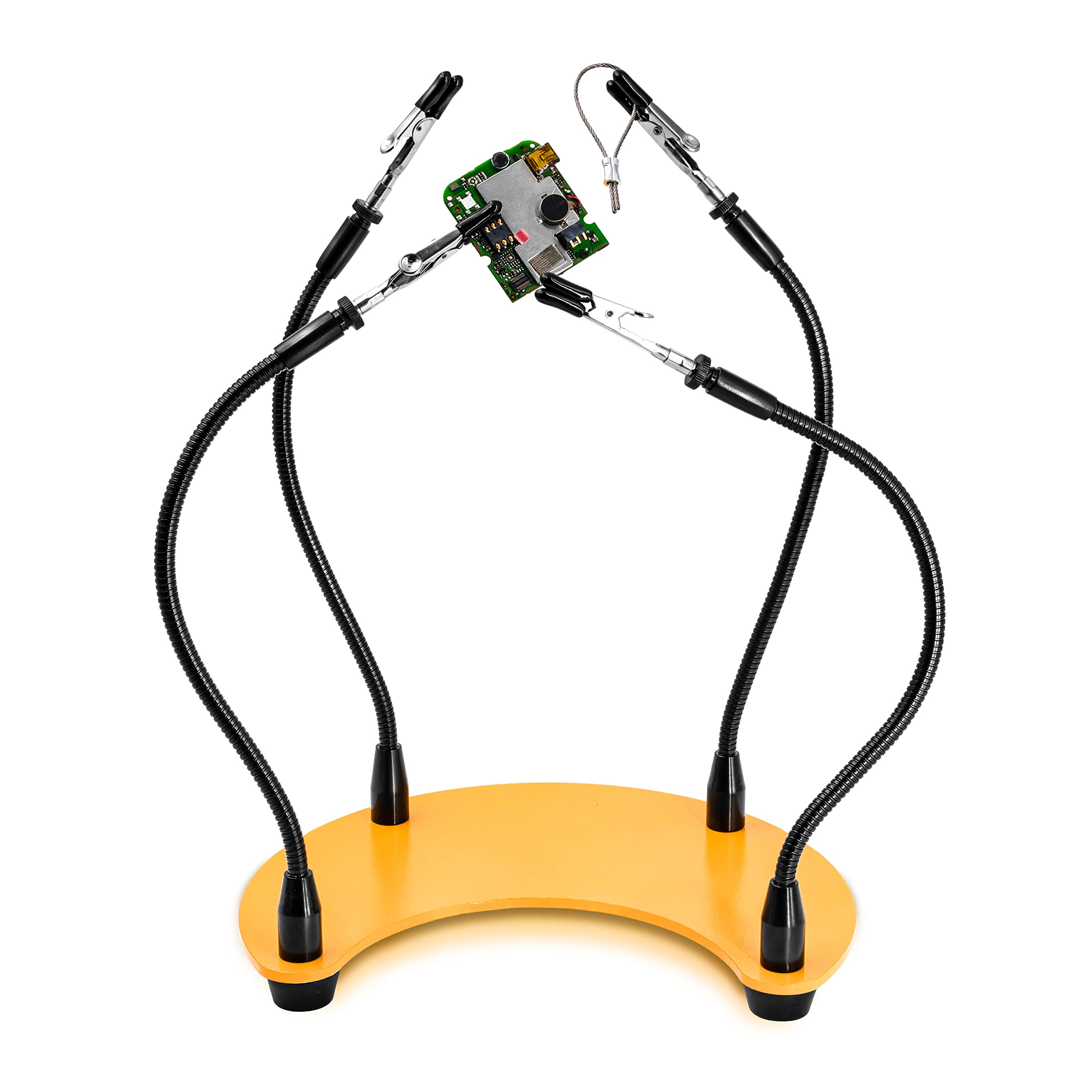 Fstop Labs Helping Hands Soldering Tool, Third Hand Soldering PCB Holder Tool, Four Arms Helping Hands Crafts Jewelry Hobby Workshop Helping Station Non-slip Steel Weighted Base