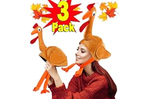 CAMLINBO 3 Pack Turkey Hats for Kids Woman Man Thanksgiving Hat With Head Thanksgiving Party Favors Supplies Fun Plump Turkey Hat Legs And Tail Fancy Dress Accessory Trot Accessory Toy for Holiday Gift