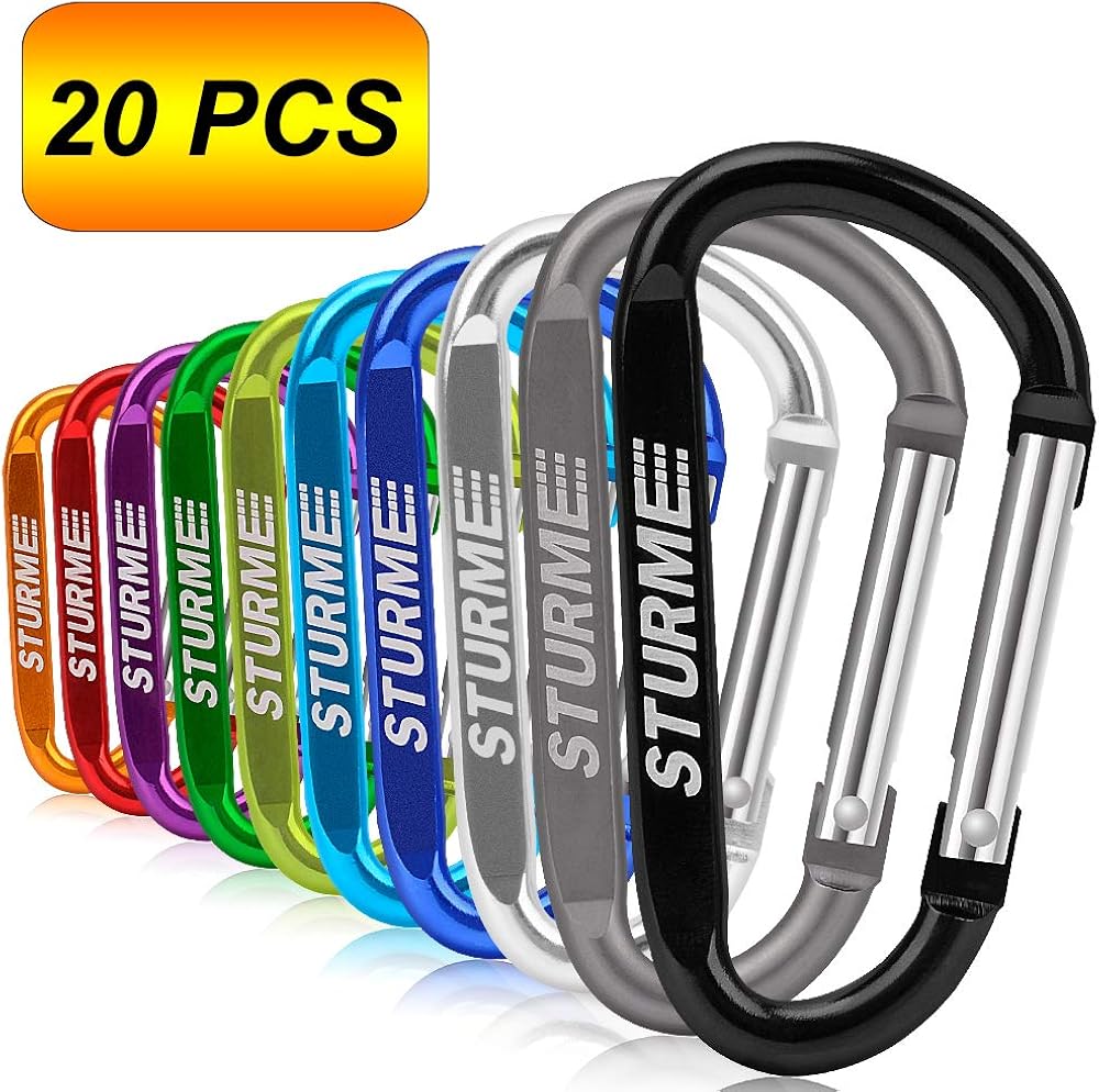 STURME 20pcs 2.7" Carabiner Clip Durable Carabeaner Hooks Small Carabiner D Clip : Sports & Outdoors