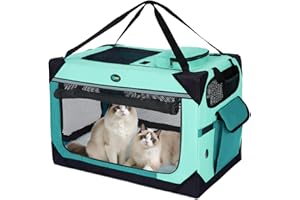 Ownpets 4 Door Folding Dog Crate,24''X16''X16'' Portable Pet Crate with Strong Steel Frame for Dogs & Cats, Detachable Soft K