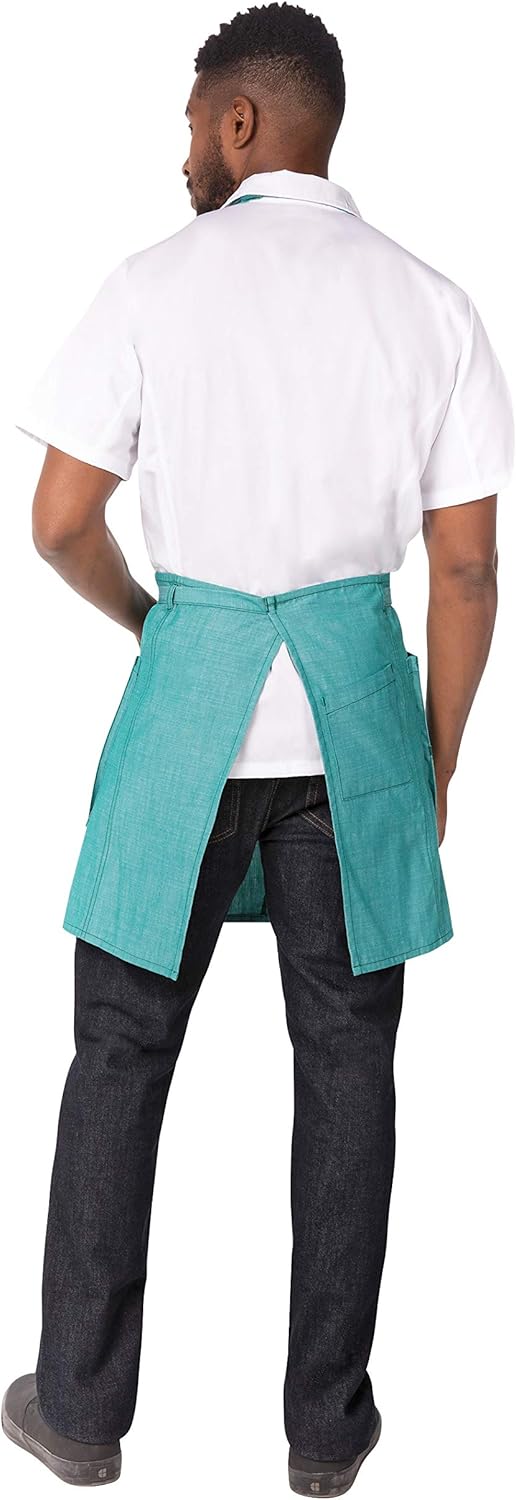 Chef Works Men's Medford Bib Apron, Jade, 31"L x 38"W: Clothing