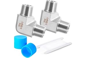 Carvedexquisitely Stainless Steel Pipe Fitting 90 Degree Barstock Street Elbow 3/8" NPT Male x 3/8" NPT Male 2 Pack