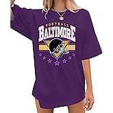 Oversized Football Shirts Women Game Day Tshirt Football Outfits Team Fan Gifts Tee Tops
