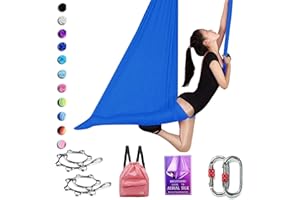 SAIVEN Aerial Silks-Aerial Yoga Hammock with Deluxe Yoga Swing Set, Flying Yoga, Aerial Dance(L:5m x W:2.8m)