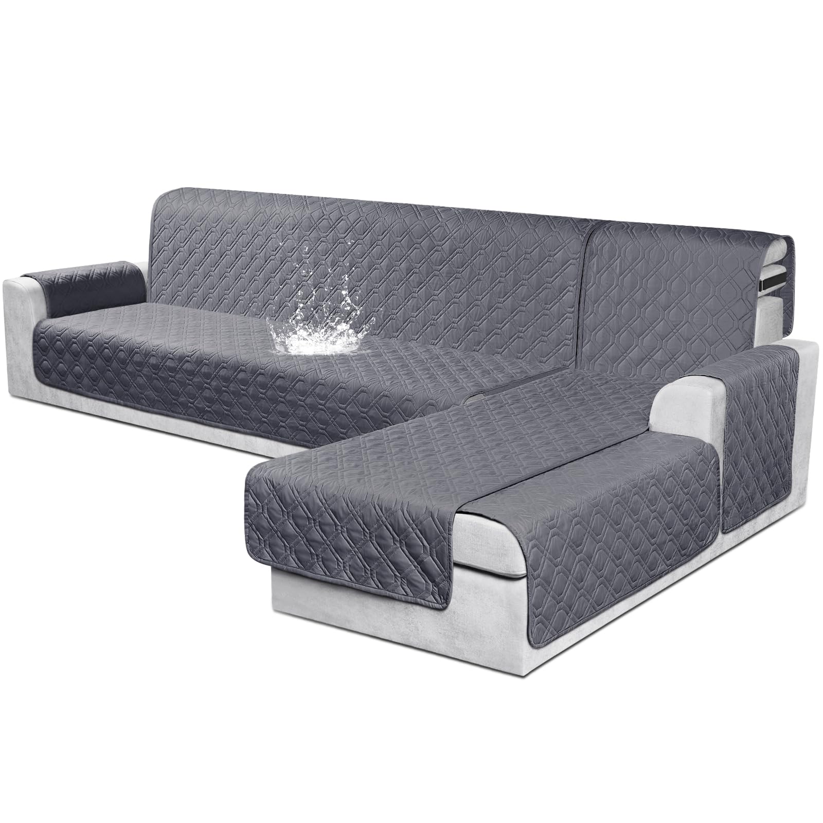 VANSOFY Sectional Couch Covers 100% Waterproof L Shaped Sofa Slipcover ...