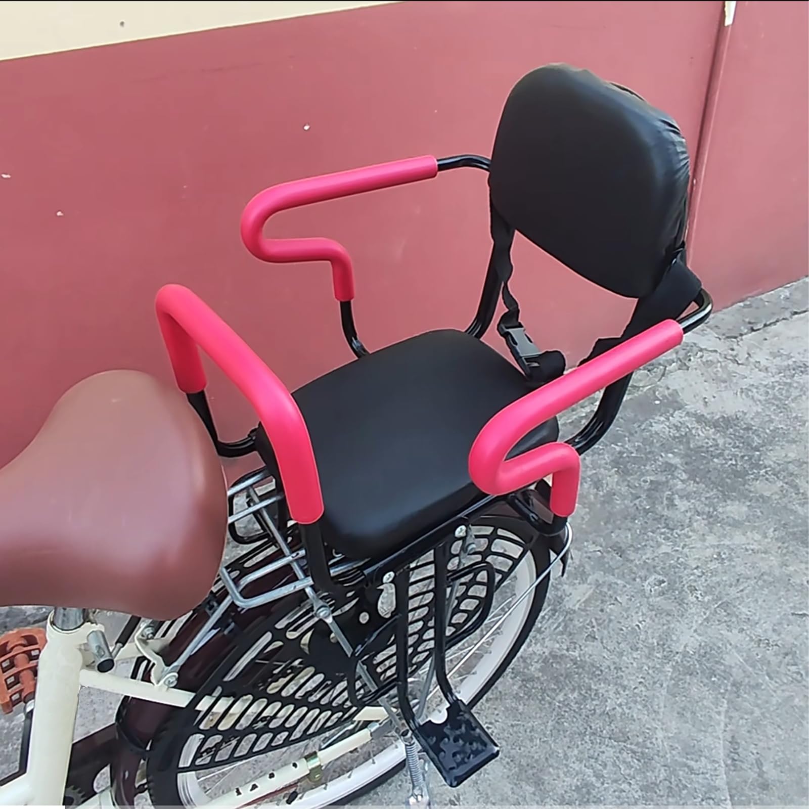 HYYTEIBL Kids Bicycle Seat, Rear Frame Child Carrier Bike Chair, Back Mount with Handrail and Safety Belt for Children, Toddlers