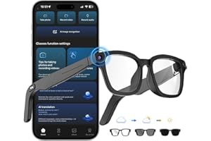 Oucscru AI Smart Glasses with ChatGPT, 8MP Camera Glasses with Camera and Audio, AI Translation Sunglasses with 164 Languages, Bluetooth Sunglasses with Voice/Calling, 8-Hour Music, Photochromic Lens