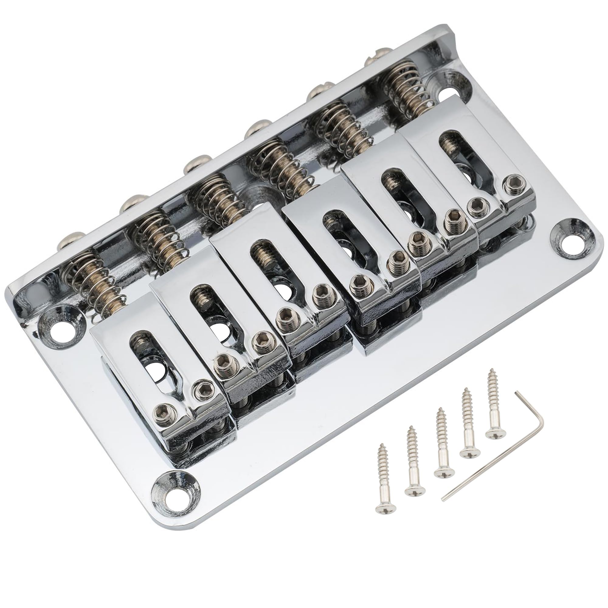 Musiclily Pro 52.5mm Modern Hardtail Fixed Bridge for Strat Tele Style Electric Guitar, Chrome