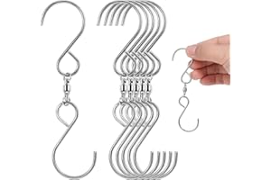 Qianyu 6 Pack Swivel Hooks Clips 360 Degree Dual Swivel S Hanging Chain Hooks Windsock Clip for Hanging Bird Feeders Houses Planters Indoor Outdoor Organization Hanger Wind Chimes Party