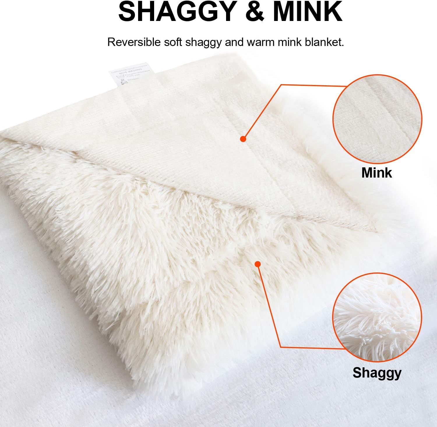 Decorative Extra Soft Faux Fur Blanket Queen Size 78" x 90",Solid Reversible Fuzzy Lightweight Long Hair Shaggy Blanket,Fluffy Cozy Plush Fleece Comfy Microfiber Blanket for Couch Sofa Bed,Cream White: Kitchen & Dining