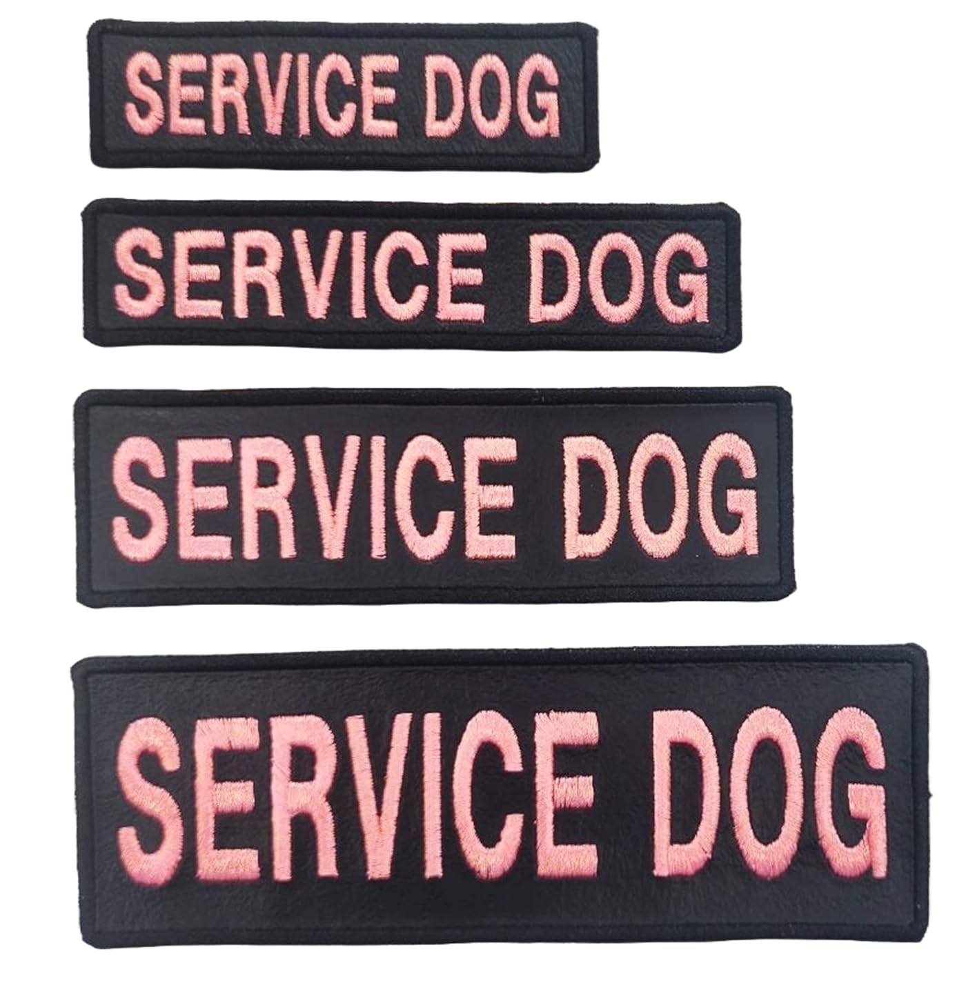 Photo 1 of 2 Pack Embroidered Service Dog Faux Leather Patches - Working Animal Dog Badge Sew On Patches (Metallic Hot Pink, XS)