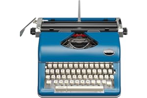 Maplefield Vintage Manual Typewriter - Tactile Typewriter Keyboard - Blue Accent for Office Desk Decor - Portable Typing Machine - Blue