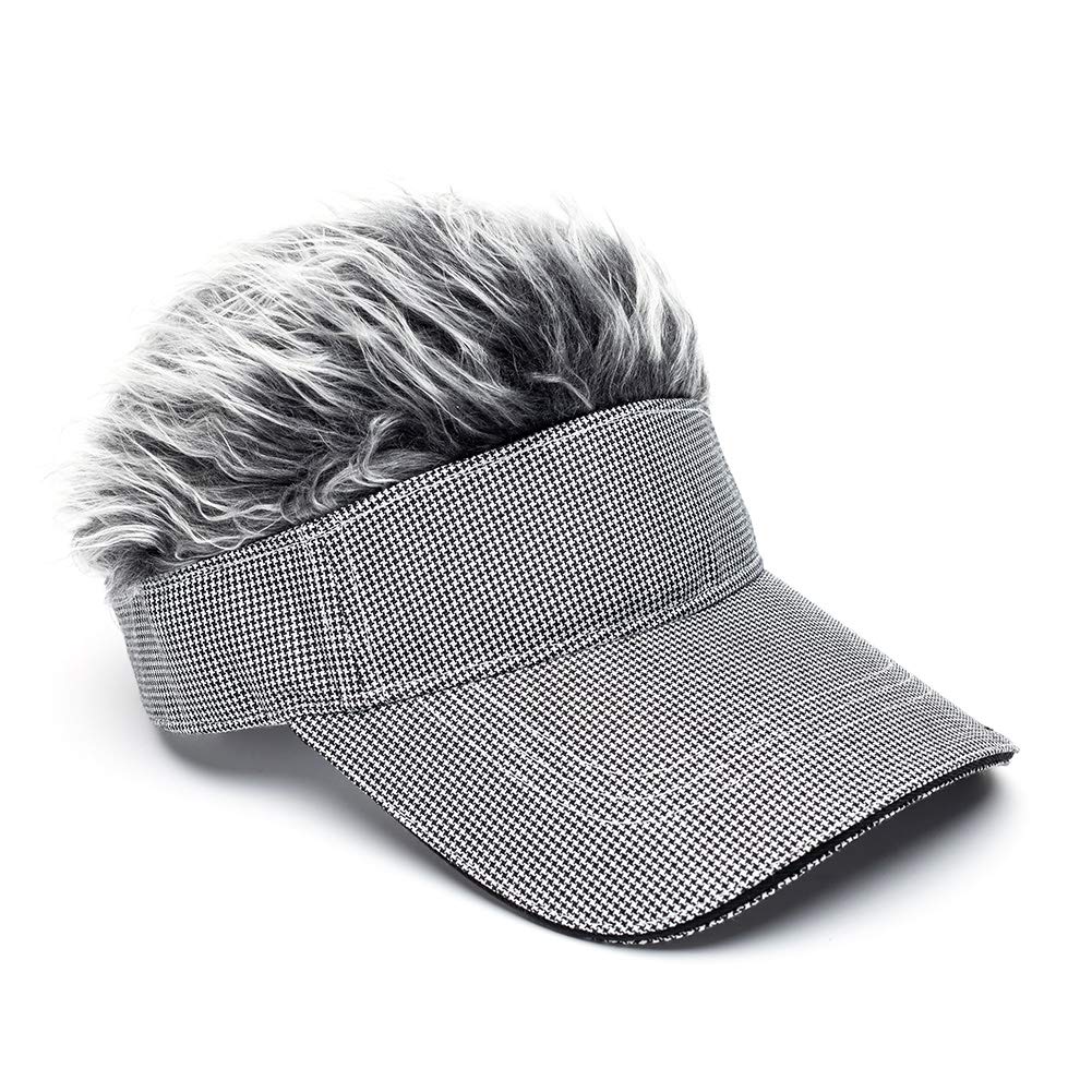 OBERORA Flair Hair Visor Sun Cap Wig Peaked Adjustable Baseball Hat with Spiked Hairs
