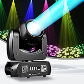 MINGJIE 120W Moving Head Beam Light, DMX512 Stage Lighting (1PCS) | 18-Facet Prism, 8 Gobos &amp; 8 Colors, Sound Activated, LED Beam Effect for Weddings, Clubs, Bars, Parties and Stage Shows