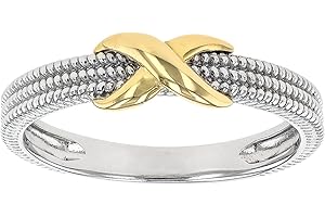 JTV Infinity Ring for Women – Sterling Silver & 18K Yellow Gold Over Sterling Silver – 5mm Polished & Textured Band – Symbol of Eternal Love & Strength