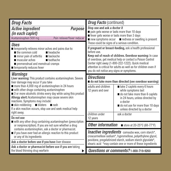 GOODSENSE EXTRA STRENGTH PAIN RELIEF, ACETAMINOPHEN CAPLETS, 500 MG, 500 COUNT