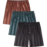 Jveyvth Men's Satin Boxers Shorts Silk Boxers Underwear 3Pack | with Button Fly,Silky,Smooth Touch,Lightweight Silky Fabric,Elastic Waistband,No Pocket,comfort for sleep and lounging