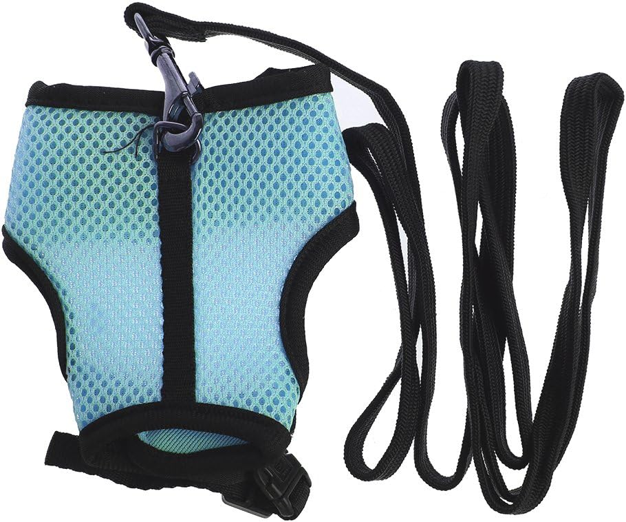 ZOOMY Adjustable Pet Mesh Harness Leash Walk Lead Vest Collars for Small Animal Hamster Rabbit Ferret Guinea Pig - Sky Blue S