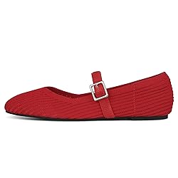 CELNEPHO Red Flats for Women Square Toe Ballet