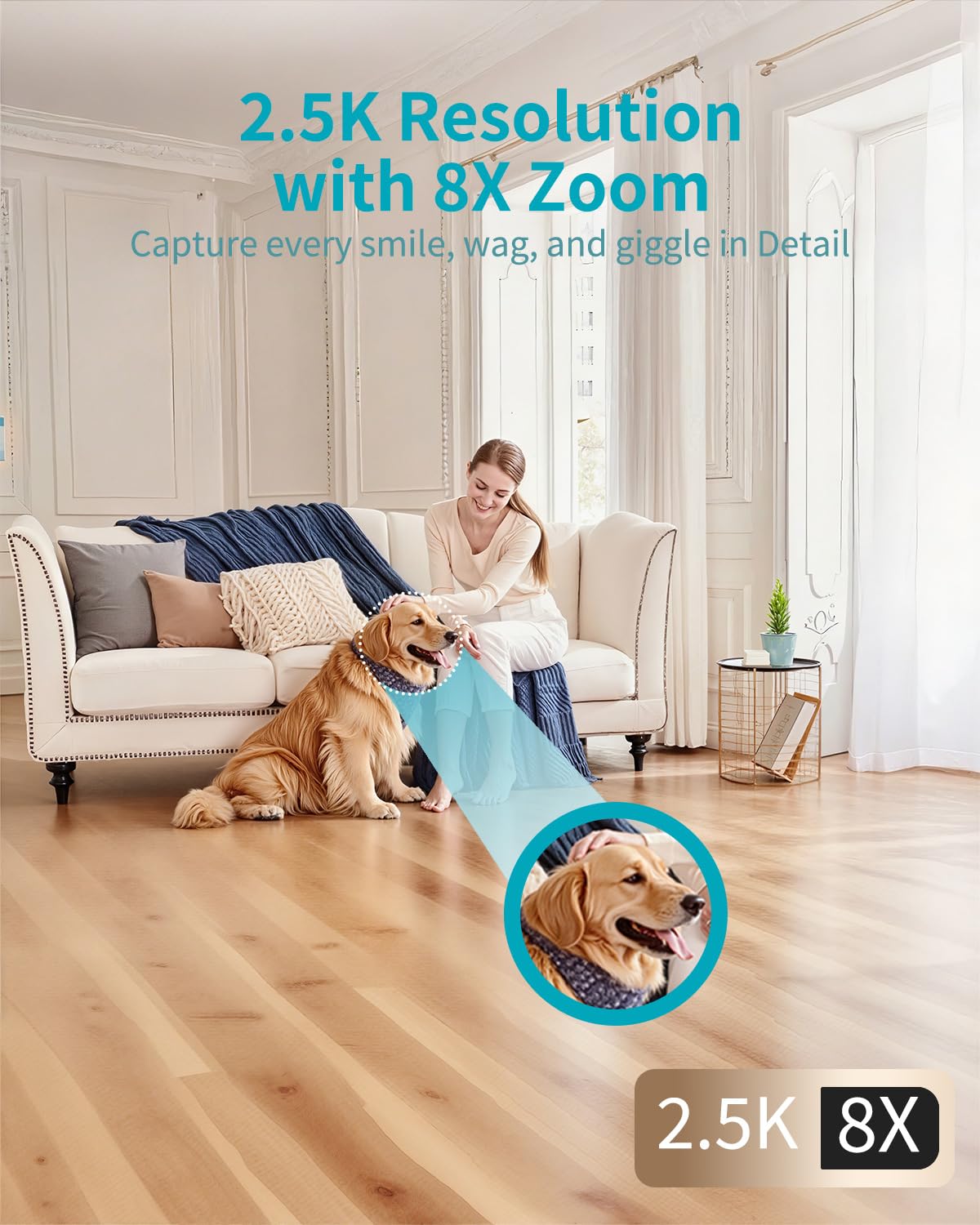 VIMTAG 2.5K Pet Camera Indoor with Phone App, 360° Dog Camera with Speaker, Indoor Cameras for Home Security, 5G/2.4G WiFi, Motion Tracking & AI Detection, 2-Way Audio, Night Vision, SD/Cloud Storage - View 4
