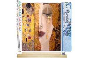 Figured'Art Paint by Numbers Kit for Adults Gustav Klimt 16"x20" - Craft Art Painting Rolled Canvas with DIY Wooden Frame