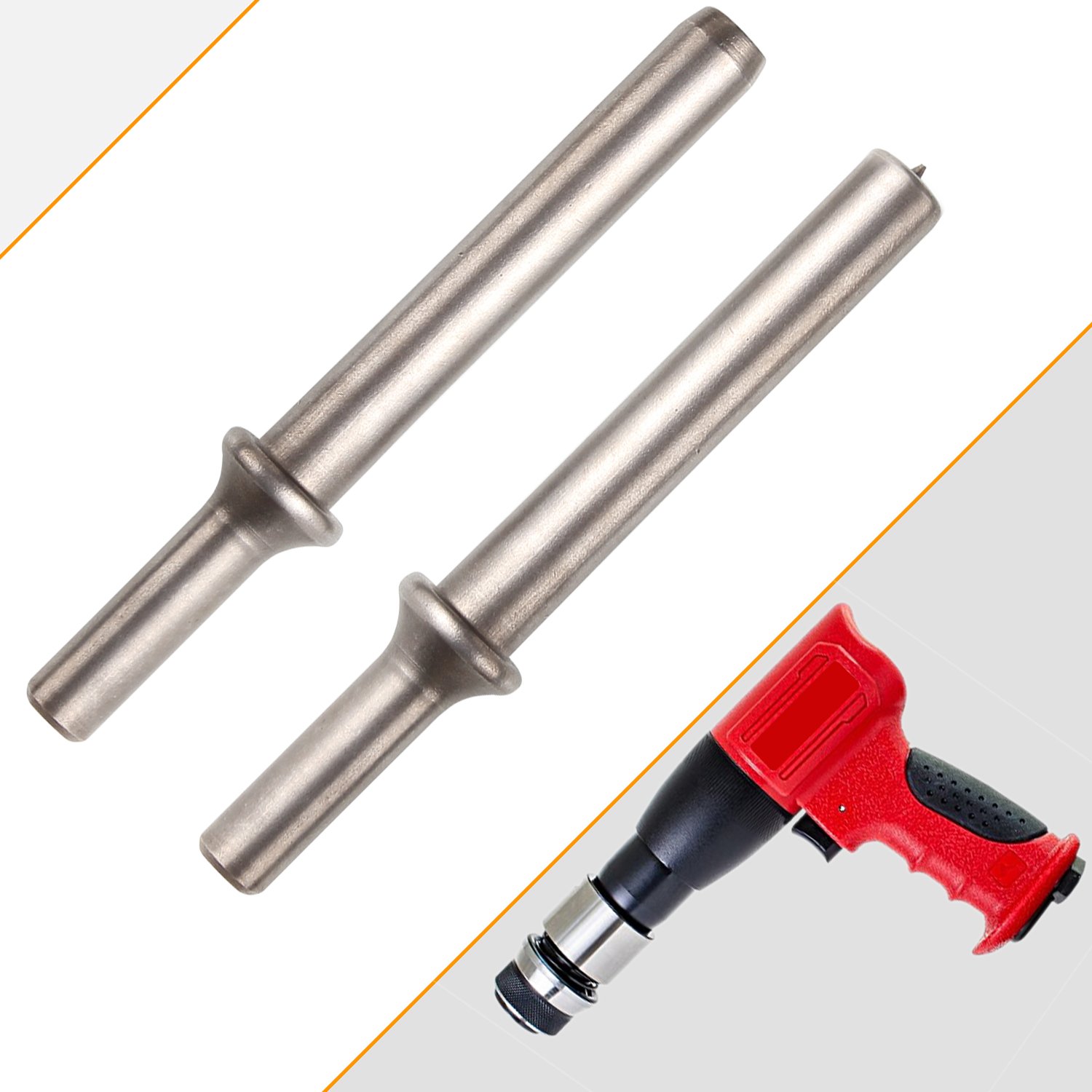 Heavy Duty 2pcs Rivet Set, Abuff Pneumatic Air Rivet Hammer Set for Shank 0.401 Chisel/Air Hammer Rivets Bits