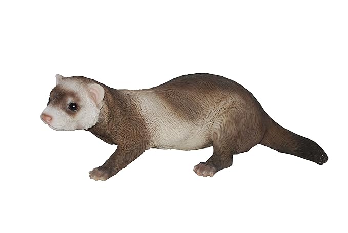 Resin Realistic Life Like Ferret Ornament, Indoor and Outdoor Garden