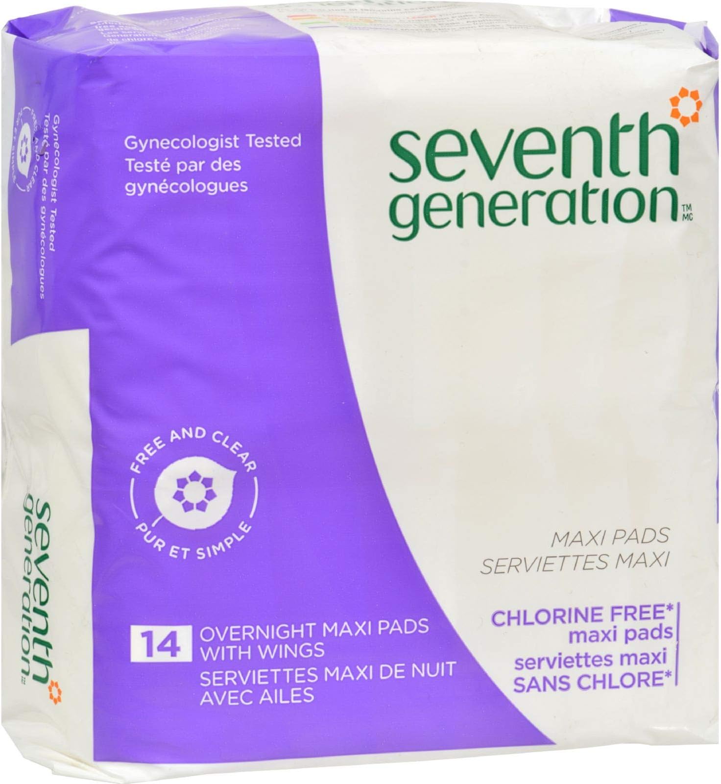 SEVENTH GENERATION PADS,MAXI,OVERNIGHT, 14 CT