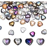 uxcell 200Pcs Heart Glass Beads, Electroplate Glass Heart Shape Bead Crystal Pendant Charm for Bracelet Necklace DIY Jewelry Making, Multicolor