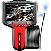 Endoscope Camera with Light: 5" Dual-Lens Inspection Borescope Camera for Sewer - 16.4ft Waterproof Industrial Endoscope - Flexible Snake Bore Scope for Plumbing Automotive