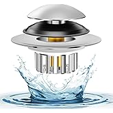 Bathtub Drain Stopper Universal, Pop Up Drain Stopper with Stainless Steel Strainer Basket Hair Catcher, Anti-Clogging Design, Leak-Proof Silicone Ring, for Bath/Sink (1 Pack Tub Drain Stopper)