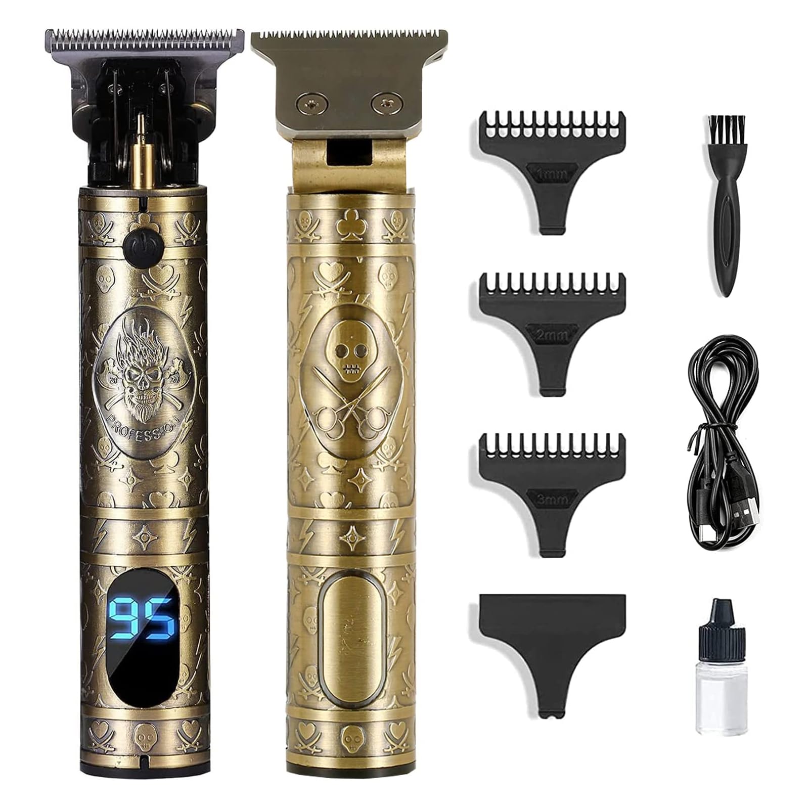 Ten-Tatent Hair Clippers Men, Hair Trimmers, T-Blade Trimmer, Cordless Rechargeable Grooming Kits, Zero Gapped Detail Beard Shaver with 4 Guide Combs,Quality Assurance，Gold