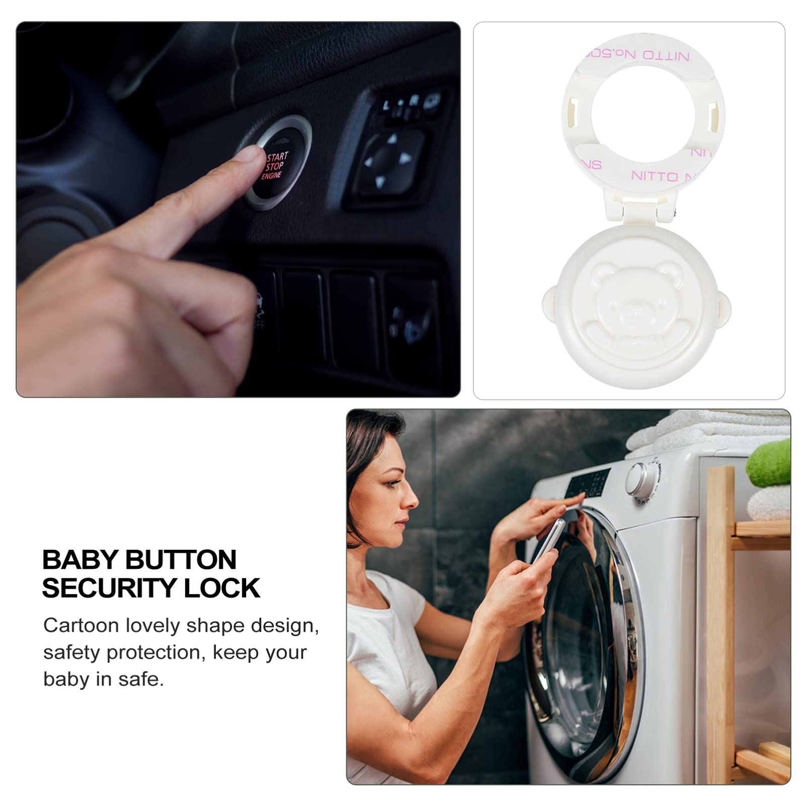DOITOOL 4 Pcs Child Proof Button Covers, Washing Machine Button Covers Child Lock, Gas Stove Child Safety Knob Locks, Baby Proof Button Cover, Prevent Pressing Device for Stove Refrigerator Washer