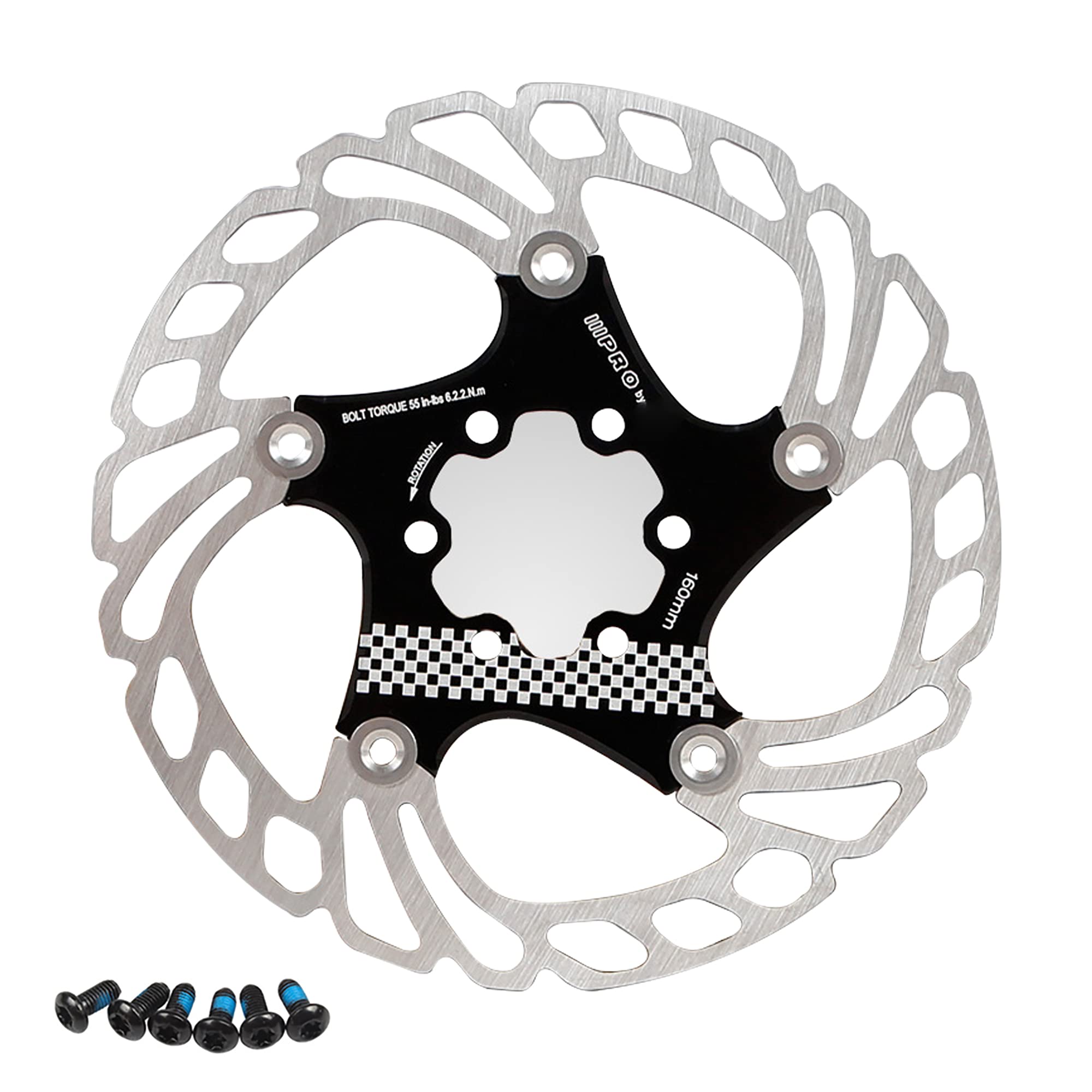 Bicycle Disc Brake Rotor, 160mm/180mm/203mm, MTB Road Bike Rotor, 6 Hole Rotor, Bicycle Accessories (Black 160mm)