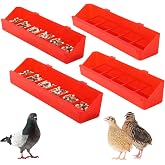 TOHONGADON 4 Pack No Mess Quail Feeder Removable, Hanging Chick Feeder | 6 Slots Pigeon Feeder, Feeder Trough Water Trough for Pigeon Parrots Chicks Quail Duck Bird Poultry Animal