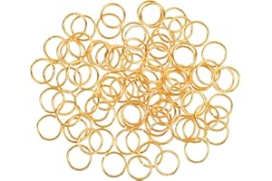 HUIHUIBAO 100 Pieces 12mm Small Open Jump Ring Metal Split Rings for Crafts Making Wind Chimes Costuming Ornaments (Gold)
